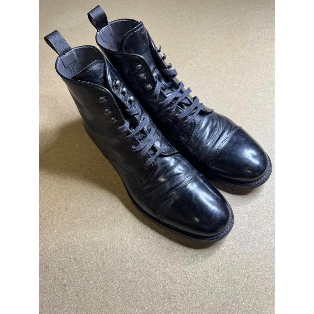 To Boot New York Adam Derrick Black Leather Cap Toe Lace Up Combat Boots Mens 7